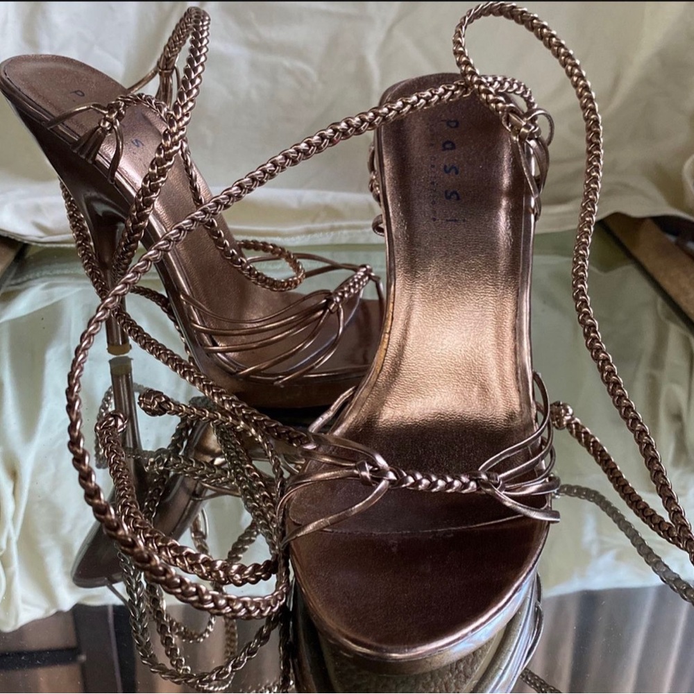 Copper strapped heels